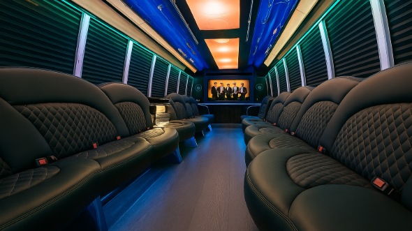 Interior of Charter Bus Company Framingham's Party Bus in Framingham