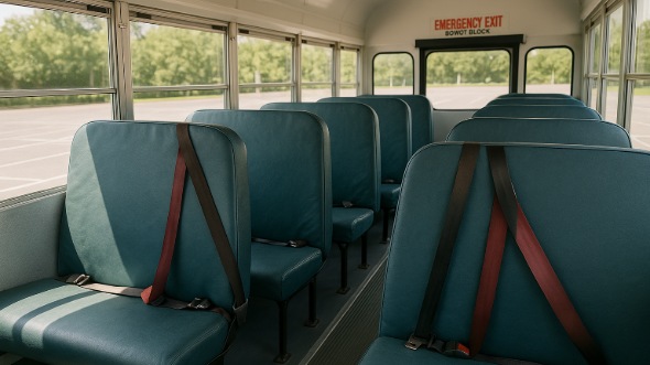 Interior of Charter Bus Company Framingham's School Bus in Framingham