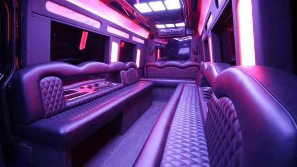 Interior of Charter Bus Company Framingham's Sprinter Limo in Framingham